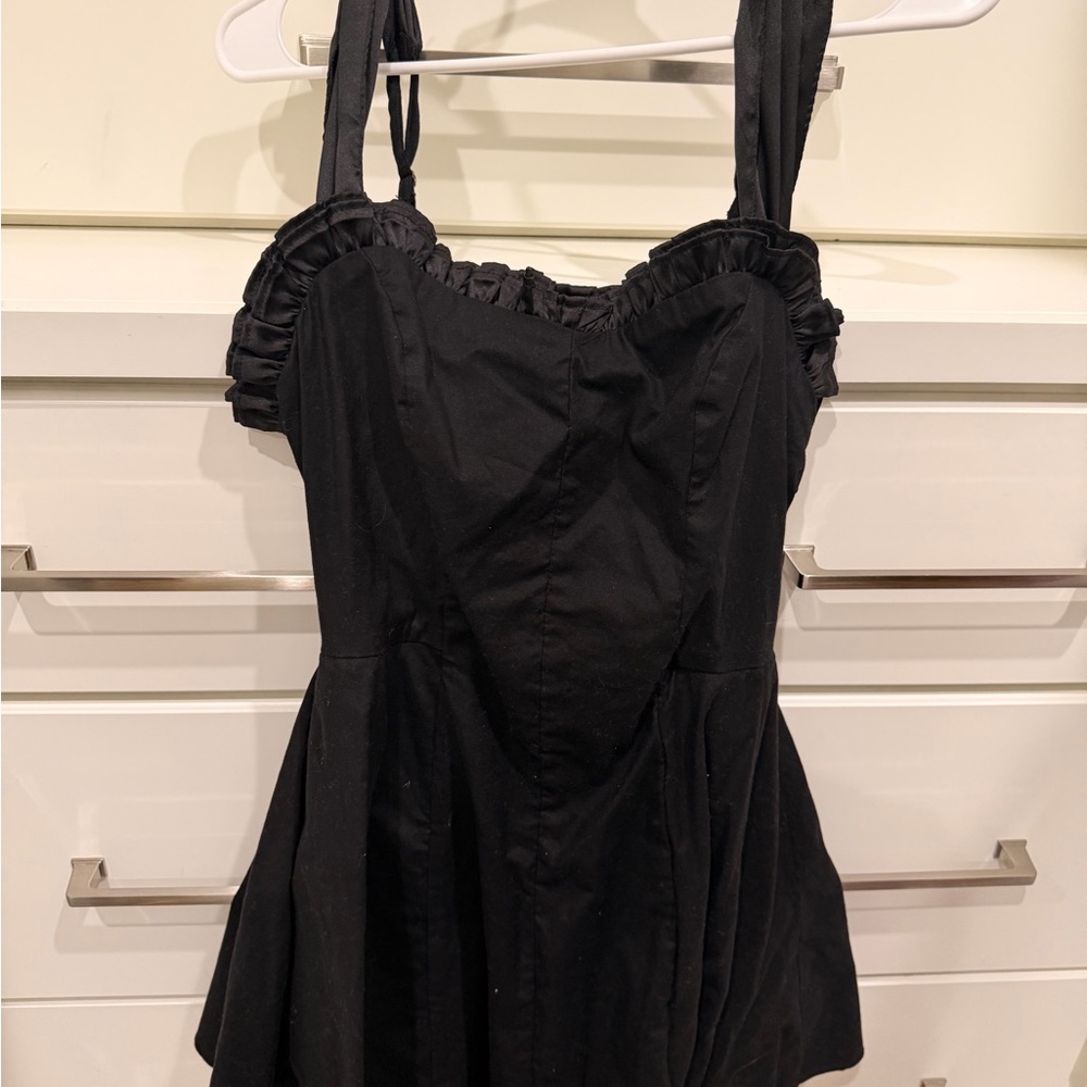 Free People Black Ruffled Dress